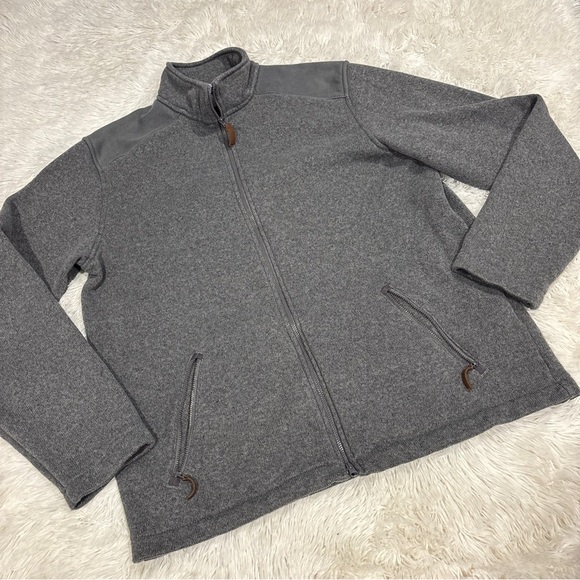 Lands End thermacheck Fleece Full Zip Dark Gray Mens Jacket Large - Picture 1 of 7